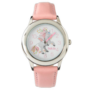 Girls Pink Fairy Blume Einhorn Armbanduhr