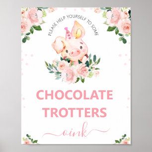 Girls Pink Floral Diese kleine Schweine Geburtstag Poster