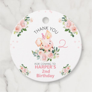 Girls Pink Floral Dieses kleine Schweine Geburtsta Geschenkanhänger
