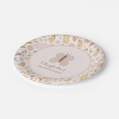 Girls Pink Gingham Wildblume Butterfly Pappteller (Schrägansicht)