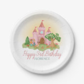 Girls Pink Girly Fairytale Princess Kindergeburtst Pappteller (Vorderseite)