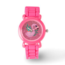 Girls Pink Glitzer Flamingo Watch