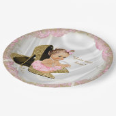 Girls Pink Gold High Heel Baby Dusche Pappteller (Schrägansicht)