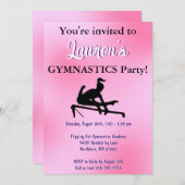 Girls Pink Gymnastik Geburtstagsparty Einladung (Vorne/Hinten)