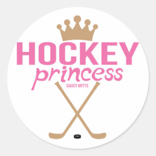Girls Pink Hockey Princess Runder Aufkleber