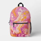 Girls Pink Ink Wirbel Groovy Retro Bedruckter Rucksack (Vorderseite)