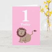 Girls Pink Ist Birthday Dschungel Tierkarte Karte (Gelbe Blume)