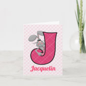 GIrls Pink Jackrabbit Mit Monogramm Letter J Blank (Vorderseite)