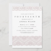 Girls Pink Lace 14. Geburtstagsparty Einladung (Vorderseite)