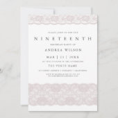 Girls Pink Lace 19. Geburtstagsparty Einladung (Vorderseite)