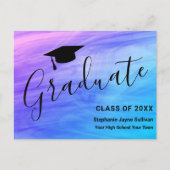Girls Pink Lila Abschluss Ankündigung Postkarte (Vorderseite)