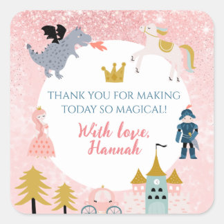 Girls Pink Magische Prinzessin Geburtstag Vielen D Quadratischer Aufkleber