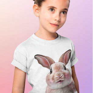 Girls Pink Niedlich Funny Bunny Rabbit T-Shirt