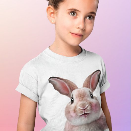 Girls Pink Niedlich Funny Bunny Rabbit T-Shirt
