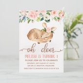 Girls Pink Oh Deer Geburtstagsparty Einladung (Stehend Vorderseite)