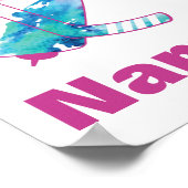 Girls Pink Personalisiert Hockey Goalie Wasserfarb Poster (Ecke)