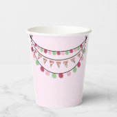 Girls Pink Pizza Party Geburtstag Pappbecher (Rückseite)