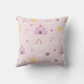 Girls Pink Princess Burg und Kronen Kinderzimmer Kissen (Rückseite)
