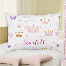 Girls Pink Princess Crown Personalisiert Cushion Dekokissen