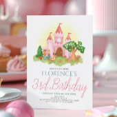 Girls Pink Princess Fairytale Kindergeburtstag Einladung