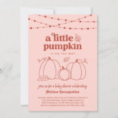 Girls Pink Pumpkin Baby Dusche Einladung (Vorderseite)