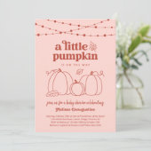 Girls Pink Pumpkin Baby Dusche Einladung (Stehend Vorderseite)