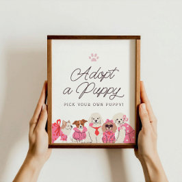 Girls Pink Puppy Birthday Adoptier ein Welpenzeich Poster