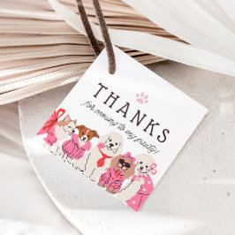 Girls Pink Puppy Pawty Geburtstag Geschenkanhänger