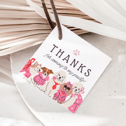 Girls Pink Puppy Pawty Geburtstag Geschenkanhänger