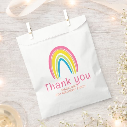 Girls Pink Rainbow Birthday Thank You Favor Geschenktütchen (Ausgeschnitten)