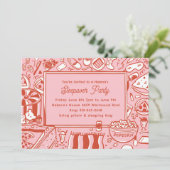 Girls Pink Red Sleepover Geburtstagsparty Einladung (Stehend Vorderseite)