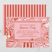 Girls Pink Red Sleepover Geburtstagsparty Einladung (Vorne/Hinten)