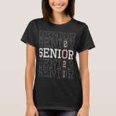 Girls Pink Senior 2021 Class T-Shirt mit Name auf (Vorderseite)