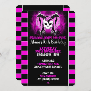 Girls Pink Skull Geburtstag Einladungen