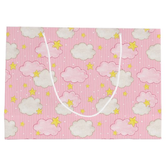 Girls Pink Sky Große Geschenktüte (Rückseite)