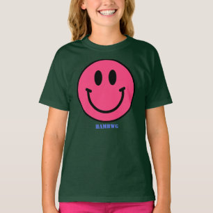 Girl's Pink Smile Face Emoji T - Shirt HAMbyWG