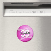 Girls pink Softball personalisierte Teamgeschenke Magnet (In Situ (Geschirrspüler))