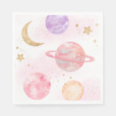 Girl's Pink Space Party Napkins Serviette (Vorderseite)