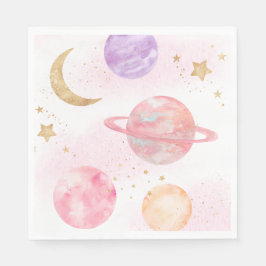 Girl's Pink Space Party Napkins Serviette