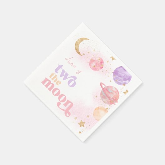 Girl's Pink Space Party Napkins Serviette (Ecke)