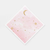 Girl's Pink Space Party Napkins Serviette (Ecke)