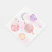 Girl's Pink Space Party Napkins Serviette (Ecke)