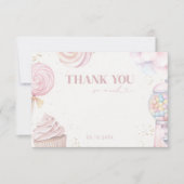 Girls’ Pink Sweet Candy Ice Creme Dankeskarte (Vorderseite)