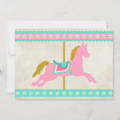 Girl's Pink Turquoise Gold Carousel Party Einladung (Rückseite)
