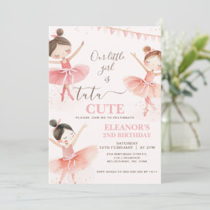 Girls Pink Tutu Ballerina 2. Geburtstag Einladung