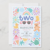 Girls Pink Two Cool Summer Splash Second Birthday Einladung (Vorderseite)