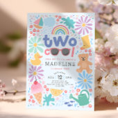 Girls Pink Two Cool Summer Splash Second Birthday Einladung