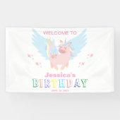 Girls Pink Unicorn Magical Day Birthday Party Banner (Horizontal)
