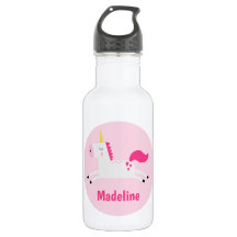 Girls Pink Unicorn Personalisiert Stainless Steel
