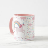 Girls Pink Unicorn Rainbow Sparkle Tasse (Vorderseite Links)